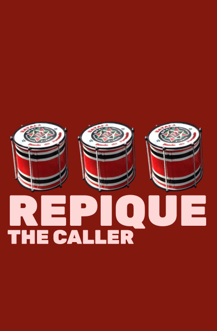 Repique: The Caller, with three images of the drum